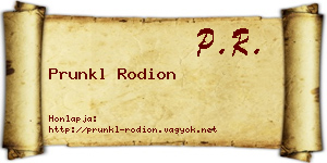 Prunkl Rodion névjegykártya